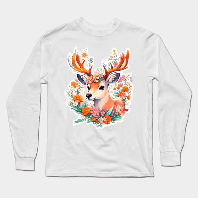 Minimal Cute Baby Deer Long Sleeve T-Shirt by Imagination Gallery